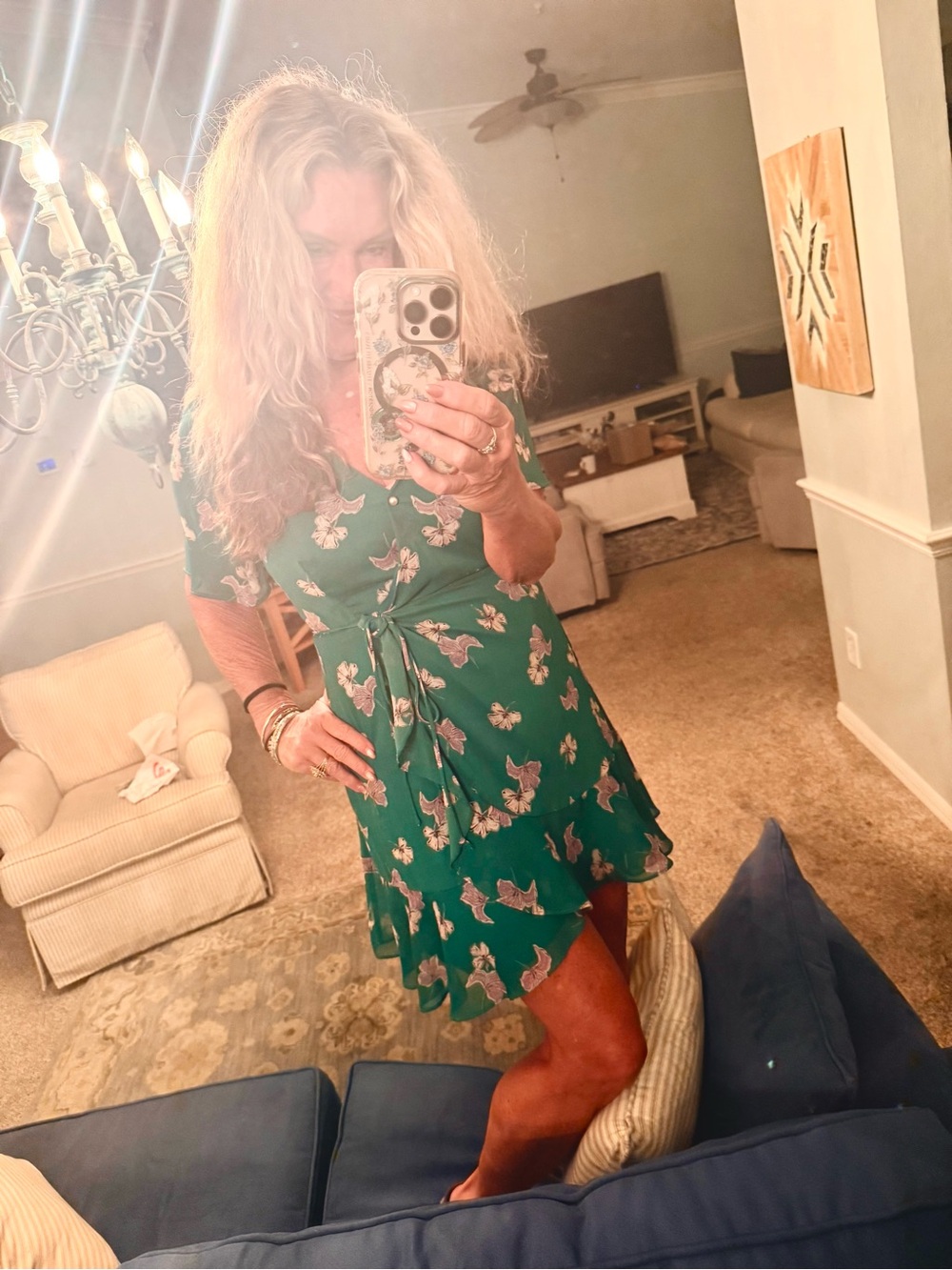 Green Floral Wrap Dress - Picture 9 of 9